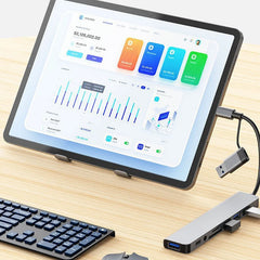 8-in-1 USB-C & USB Dual Head Hub with USB 3.0, Card Reader & 3.5mm Audio Adapter