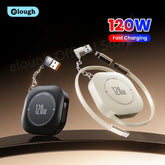 120W Retractable USB-C to USB-C Fast Charging Cable with iOS Adapter