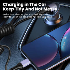 66W/100W USB-C to USB-C Retractable Spring Fast Charging Cable 6A Data Sync Cord