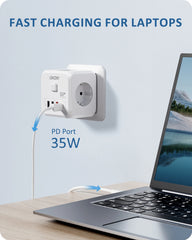 7-in-1 EU Power Strip Cube with USB-C PD 35W & QC 3.0 Fast Charging