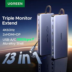 13-in-1 USB-C Docking Station | 4K Triple Display, 10Gbps, 100W PD, HDMI & RJ45