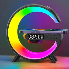 15W Multifunction Wireless Charging Station with Bluetooth Speaker, RGB Light & Alarm Clock for iPhone, Samsung & Qi Phones