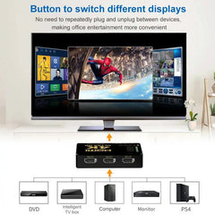 3-Port HDMI 4K Switch 3×1 with IR Remote Control, 4K@30Hz, 1080P & 3D