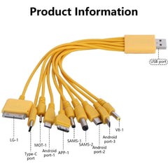 10-in-1 Multi Charging Cable for Smart Devices | Universal Fast Charging USB Cable