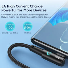 100W USB-C to USB-C 90 Degree Fast Charging Cable PD 5A Braided Data Cable for Laptop Tablet & Phone
