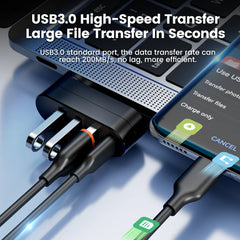 4-Port USB 3.0 Hub with Rotating USB Connector & USB-C Audio Port for Laptop and PC