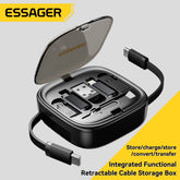 60W USB-C to USB-C Fast Charging Cable with Storage Box & Phone Holder – Retractable Travel Charging Cord