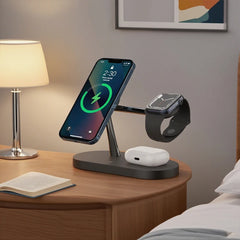 3 in 1 Magnetic Wireless Charging Station 15W for iPhone 12/13/14/15/16/17, Apple Watch & AirPods