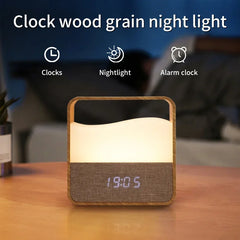 LED Night Light with Alarm Clock, Digital Time Display & Rechargeable Bedside Table Lamp