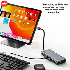 10-in-1 USB-C Hub Docking Station with HDMI, DP, VGA, RJ45, SD Card Reader and 3.5mm Audio