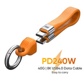USB-C to USB-C 240W USB4.0 Cable 40Gbps 8K@60Hz PD 3.1 Fast Charging Keychain Cable for Laptop, MacBook, Tablet & Phone