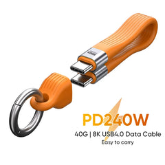 USB-C to USB-C 240W USB4.0 Cable 40Gbps 8K@60Hz PD 3.1 Fast Charging Keychain Cable for Laptop, MacBook, Tablet & Phone