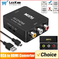 AV to HDMI Converter RCA Composite CVBS to HDMI 1080P Adapter with USB Power Cable