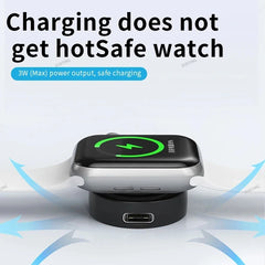 Portable Magnetic Wireless USB-A & USB-C Smartwatch Charger Dock Compatible with Apple Watch Ultra, Series 9/8/7/6/5/4/3/2 & SE