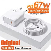 67W USB Fast Charger with Type-C Cable | Quick Charging Wall Adapter