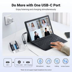 USB Type-C to 3.5mm AUX Audio & Charger Adapter | Male-Female