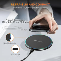 15W LED Wireless Charging Stand with Phone Holder for iPhone, Samsung & Qi-Enabled Devices