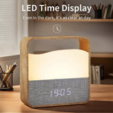 LED Night Light with Alarm Clock, Digital Time Display & Rechargeable Bedside Table Lamp