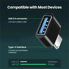 USB-A to USB Type-C Adapter | USB Type-C Converter for Charging & Data Transfer