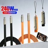240W 2-in-1 USB-C to USB-C Fast Charging Foldable Bracket Data Cable with Detachable Type-C Adapter