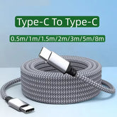 60W PD USB-C to USB-C Fast Charging Cable Nylon Braided Data Sync Cord 1M 2M 3M 5M 8M