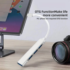4-Port USB Type-C OTG Hub USB 2.0 Multi-Port Adapter with Card Reader