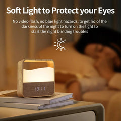 LED Night Light with Alarm Clock, Digital Time Display & Rechargeable Bedside Table Lamp
