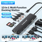 13-in-1 USB-C Docking Station 4K HDMI VGA Gigabit Ethernet PD 100W Hub