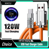 120W 6A USB-A to USB-C Liquid Silicone Fast Charging Cable with Smart Chip & Charging Indicator