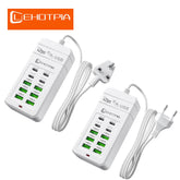 10-Port USB & Type-C Charging Station with 1.2m Extension Cord | Multi-Port Charger