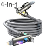 4-in-1 240W USB Type-C Fast Charging Silicone Cable 6A Multi Charging Cable USB-A to USB-C