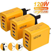 Universal 120W USB Fast Charger – 4 Port PD QC Wall Adapter for Multiple Devices