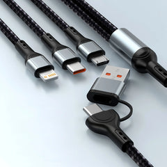 3-in-1 USB Charging Cable 5A Braided Fast Charge & Data Sync Cable for USB-C Compatible Devices