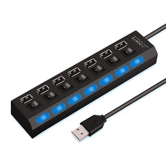 USB 2.0 High-Speed 4-Port / 7-Port Hub with Individual Switches Data Splitter