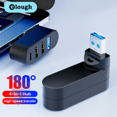 4-Port USB 3.0 Hub with Rotating USB Connector & USB-C Audio Port for Laptop and PC