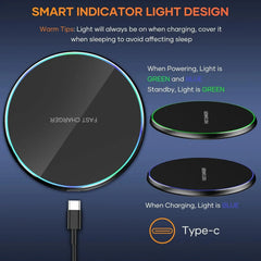 15W LED Wireless Charging Stand with Phone Holder for iPhone, Samsung & Qi-Enabled Devices