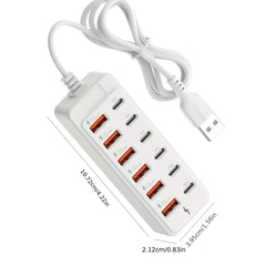 66W 12-in-1 USB & Type-C Charging Station | 12-Port Fast Charger Hub