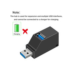 3-Port USB 3.0 Hub USB-A Splitter Adapter High-Speed Data Transfer Mini Expansion Hub