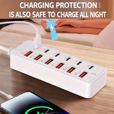 66W 12-in-1 USB & Type-C Charging Station | 12-Port Fast Charger Hub