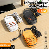 6-in-1 USB Power Strip with Type-C Charging | Multi-Port Wall Charger
