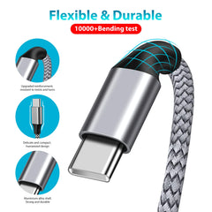 60W PD USB-C to USB-C Fast Charging Cable Nylon Braided Data Sync Cord 1M 2M 3M 5M 8M