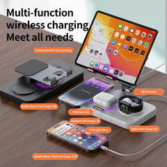 4-in-1 Foldable 15W Magnetic Wireless Charging Station for iPhone, Smartwatch & Earbuds