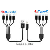4 in 1 USB-A & USB-C to Type-C/Micro USB Short Charging Cable 5V Multi Charging Splitter Adapter
