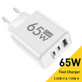65W GaN USB-C Fast Charger | PD 3.0 Wall Charger with Dual Type-C Ports