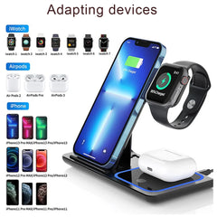 15W 3-in-1 Foldable Wireless Charging Station with LED Indicator for iPhone, Apple Watch & AirPods