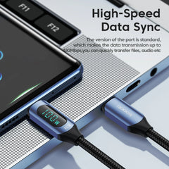 100W USB Type-C to Type-C PD Fast Charging Cable with Digital Display & 5A E-Marker Chip