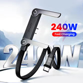 240W 2-in-1 USB-C Fast Charging Cable with Foldable Stand | 6A Data Cable