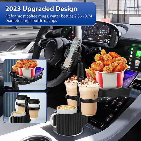 Car Cup Holder Tray 360 Degree Rotation | Car Tray Table Phone Slot Car Food Table Organized Adjustable Drink Holder Car Accesories