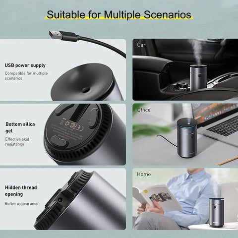 Car Diffuser Humidifier Auto Air Purifier | Aromo Air Freshener with LED Light For Car Aroma Aromatherapy Diffuser