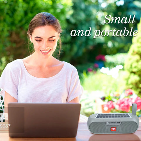 Powerful Speaker With Solar Plate | Bluetooth-compatible Stereo Music Box Power Bank Boombox USB AUX FM Radio TG182